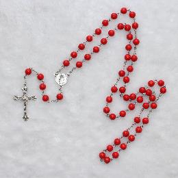 8mm resin bead catholic rosary with brass mini cross(CR227)