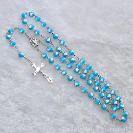8mm beads rosary with christian cross (CR286)