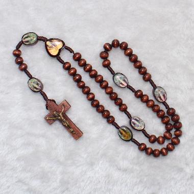 7mm Cheap religious knots cross rosary beads (CR304)