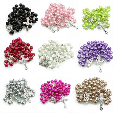 8mm imitation pearl jewelry centerpiece rosary (CR407)