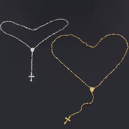 4mm Plastic cross rosary Christian necklace (CR420)