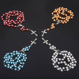 8mm Plastic Heart pray beaded rosaries (CR422)