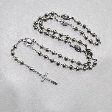 6mm Metal Rose Pary beaded rosary (CR425)