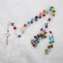 8mm Heart Glazed silver rosary beads (CR054)