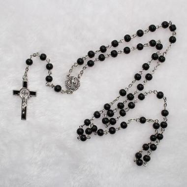 6mm Black Glass Beads Rosaries (CR057)