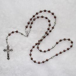 6mm Glass knoted Rosary beads with crucifix(CR061)