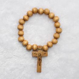 8mm Catholic wooden wrist rosary bracelet (CB028)