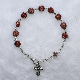 7mm Cross Pendant Rosary Bracelet (CB121)