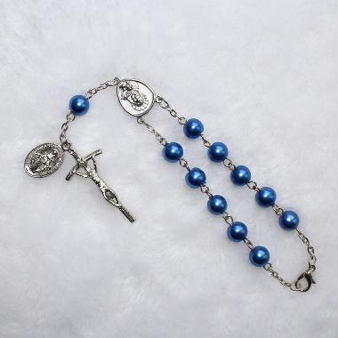 8mm rosary bracelet with pearl appearance (CE041)