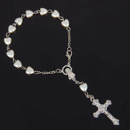 8mm Christian gift heart shape Holy family rosary (CE090)