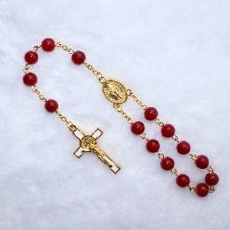 8mm car rosary with cross religious pendant (CB001)