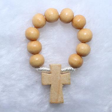 8mm catholic christian finger wood rosary (CE003)