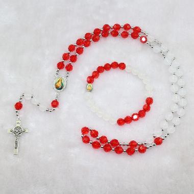 8mm Plastic bead knotted cord rosary (CRS003)